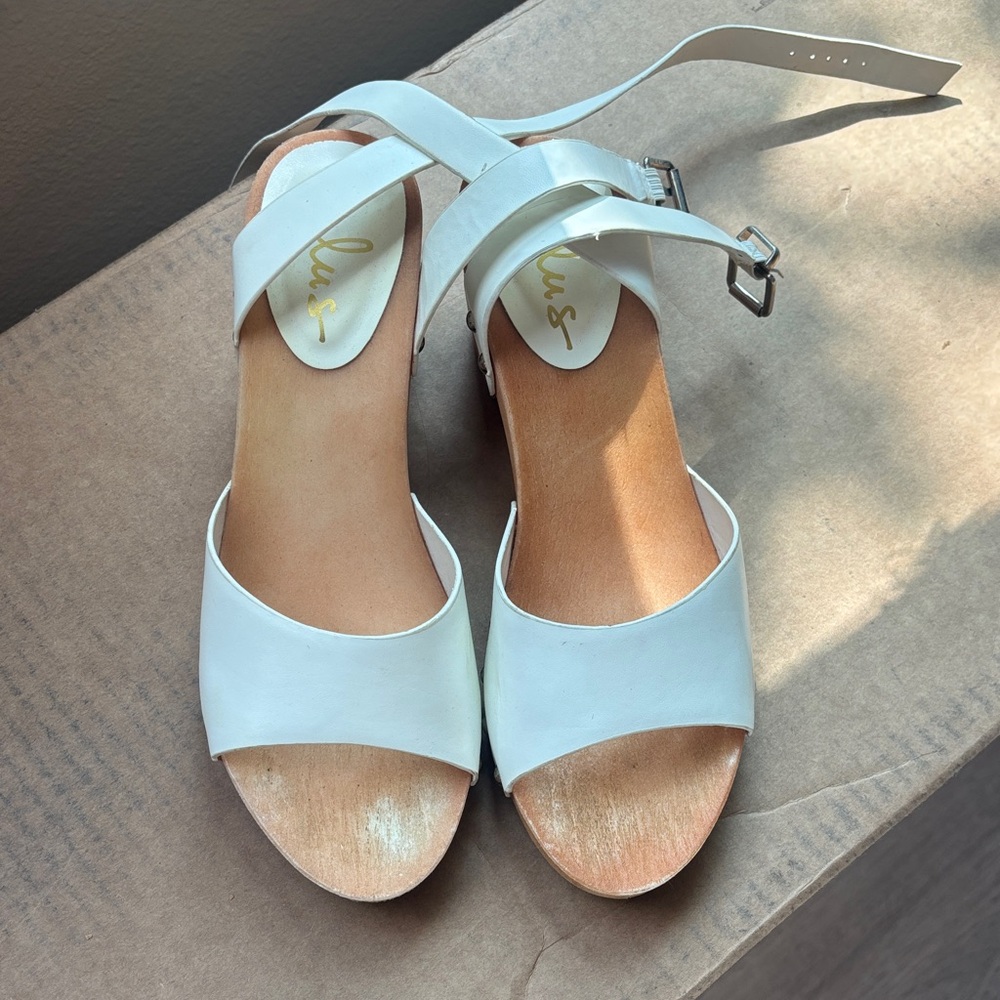 Clarks White Sandals with Ankle Strap
